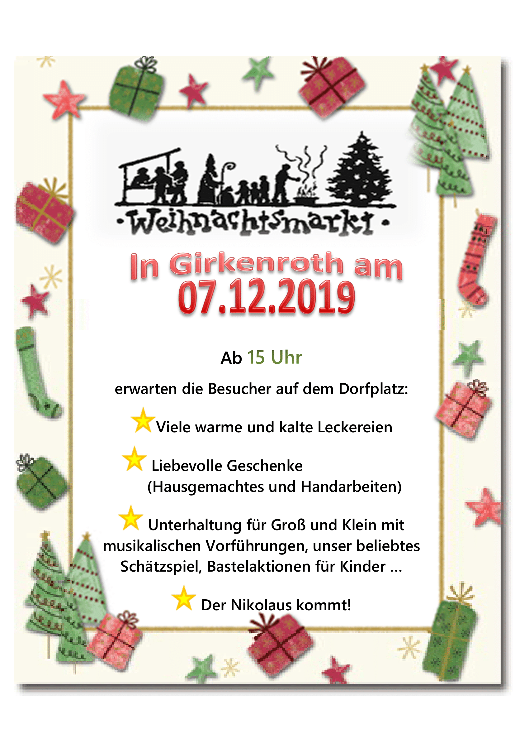 Plakat Weihnachtsmarkt 2019